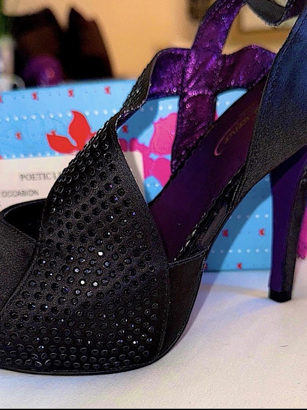 POETIC LICENCE Little Black Dress Sequin Shiny High Heels Womens Shoes NIB NWT